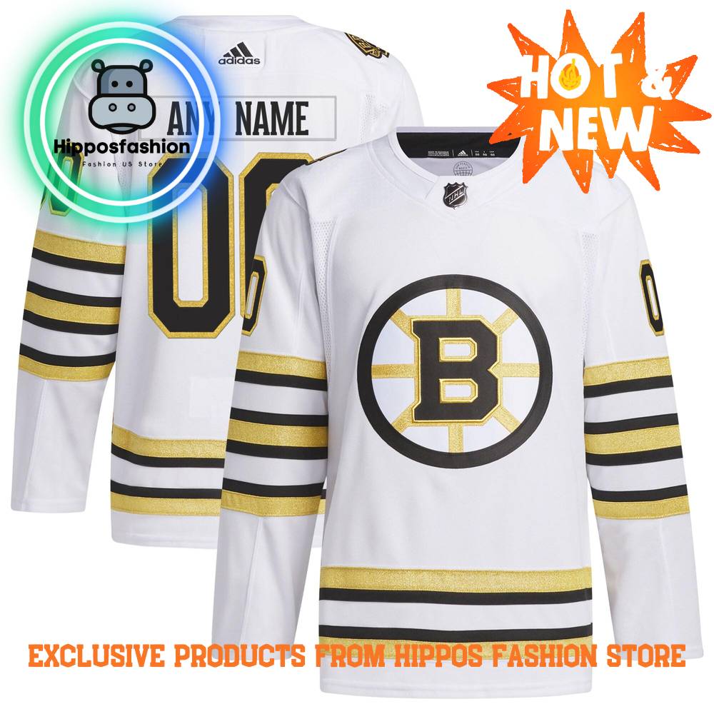 Boston Bruins Adidas White th Anniversary Hockey Jersey