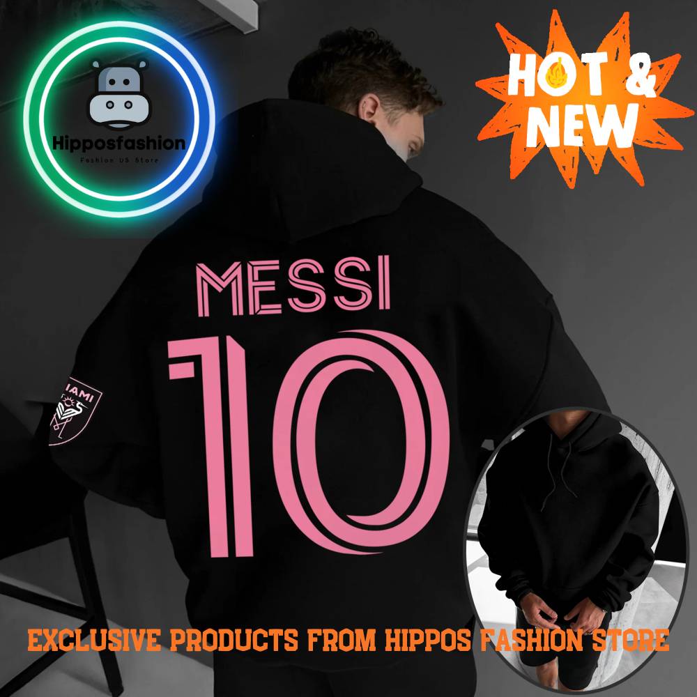 Messi Inter Miami Away Unisex Oversize Letter Graphic Hoodie