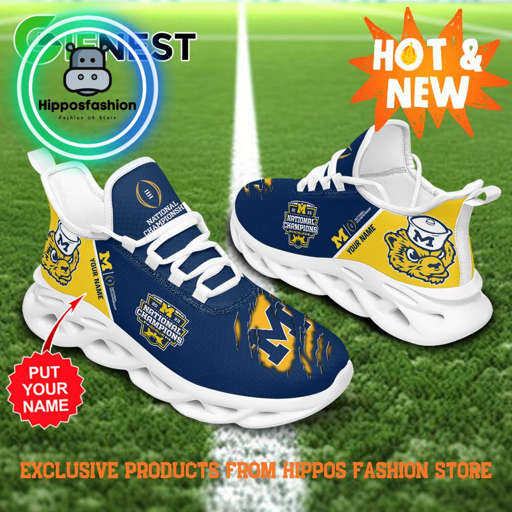 Michigan Wolverines Go Blue Football Customized Max Soul Shoes