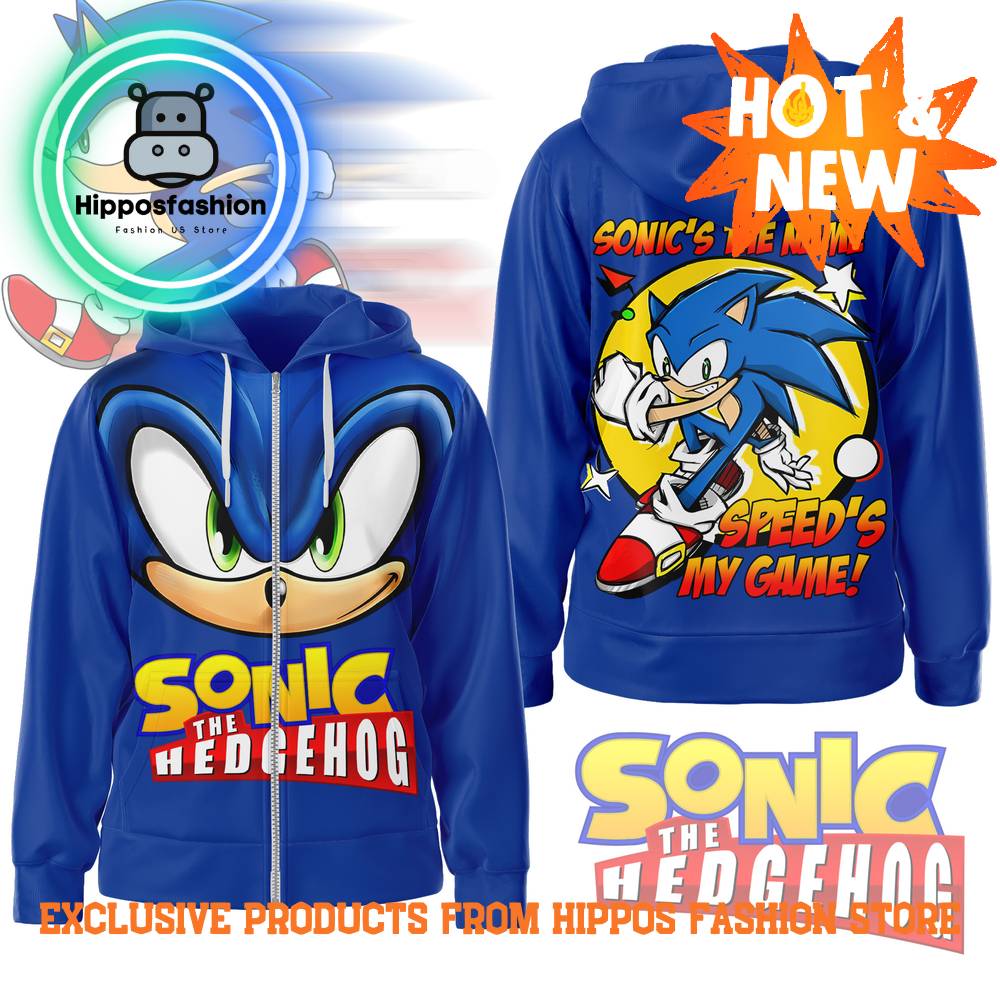 Sonics The Name Speeds My Game Personalized Zip Hoodie